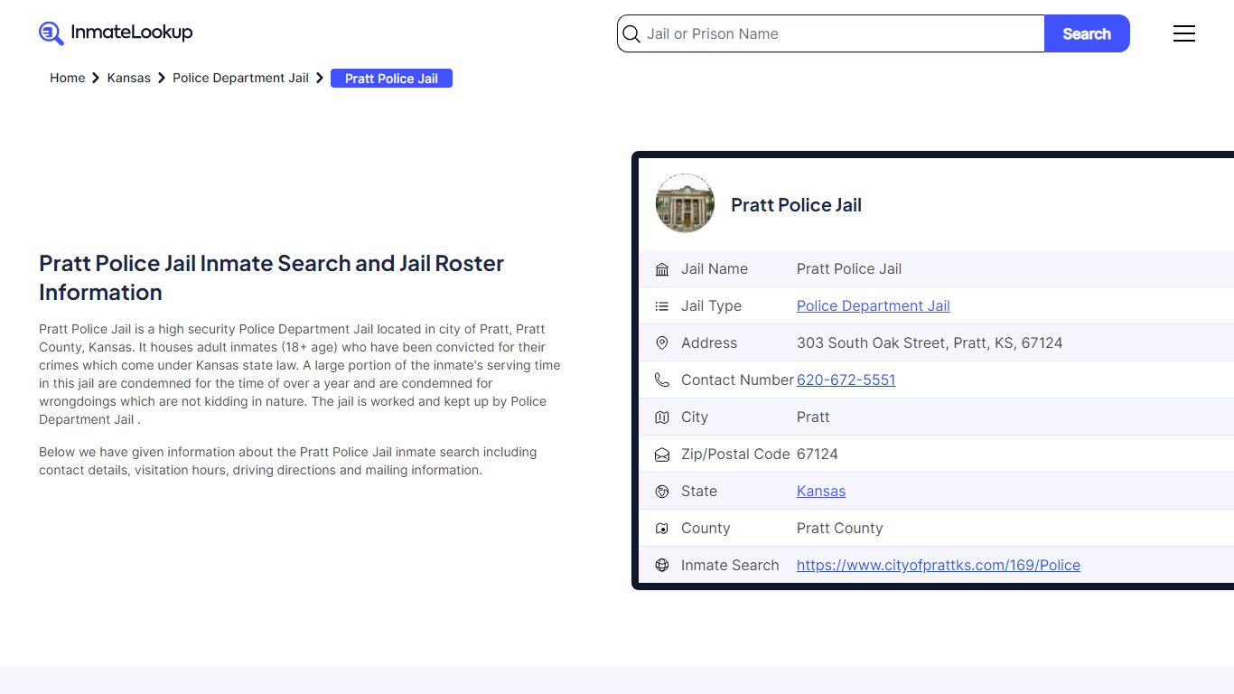 Pratt Police Jail Inmate Search - Pratt Kansas - Inmate Lookup