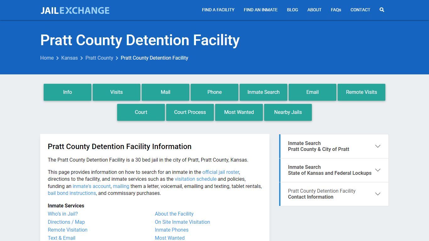 Pratt County Detention Facility, KS Inmate Search, Information